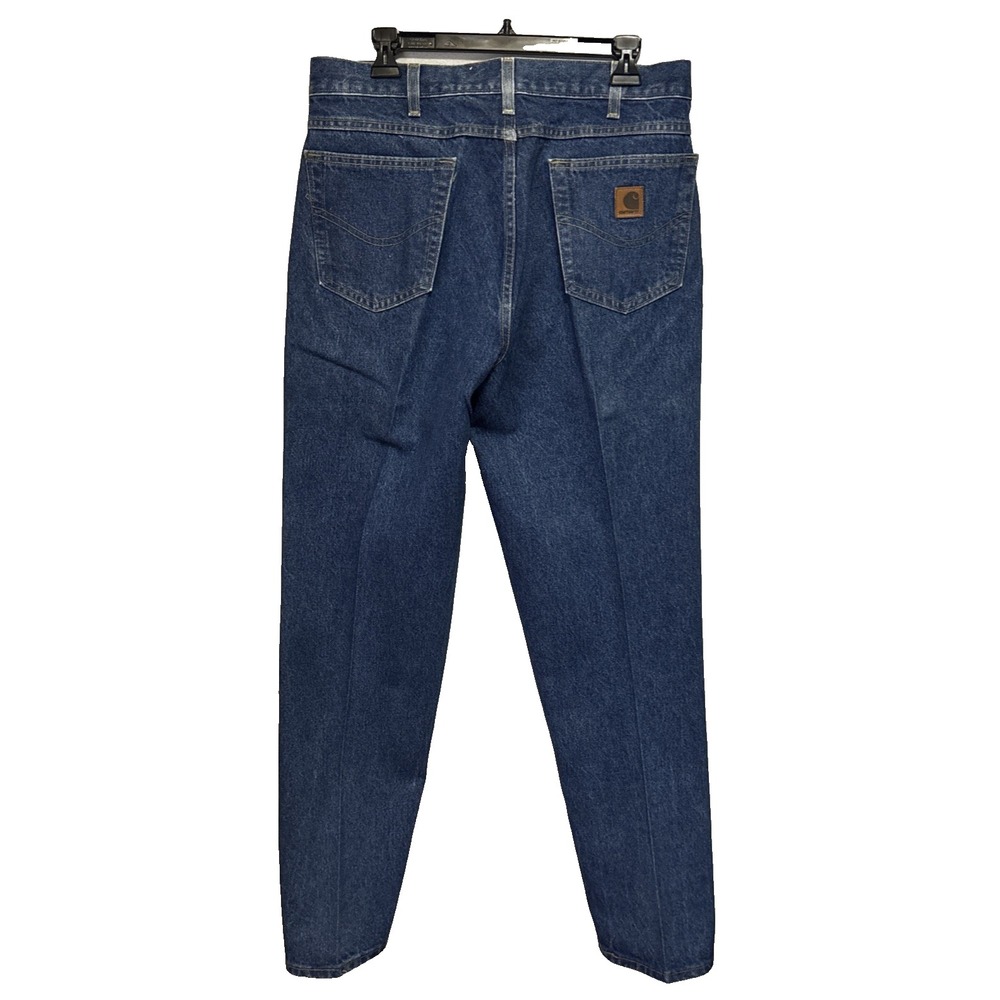 Carhartt Jeans Mens 35x32 (34x33) Blue Denim Straight Relaxed Fit Workwear USA - Picture 2 of 16